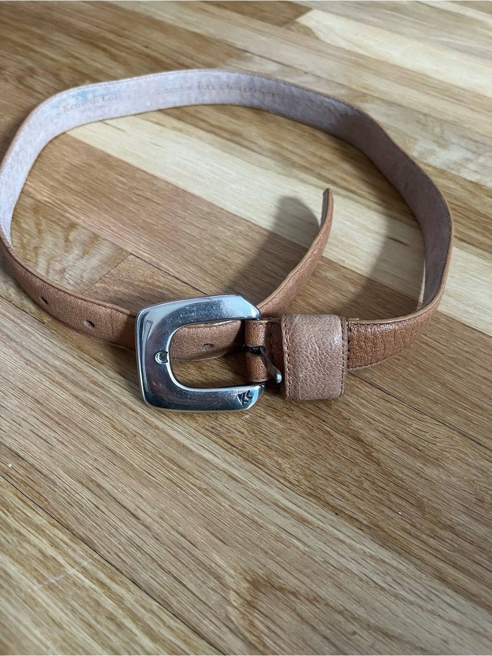 Kenneth Cole Textured Leather Belt with Polished Silver Buckle Women’s Size S